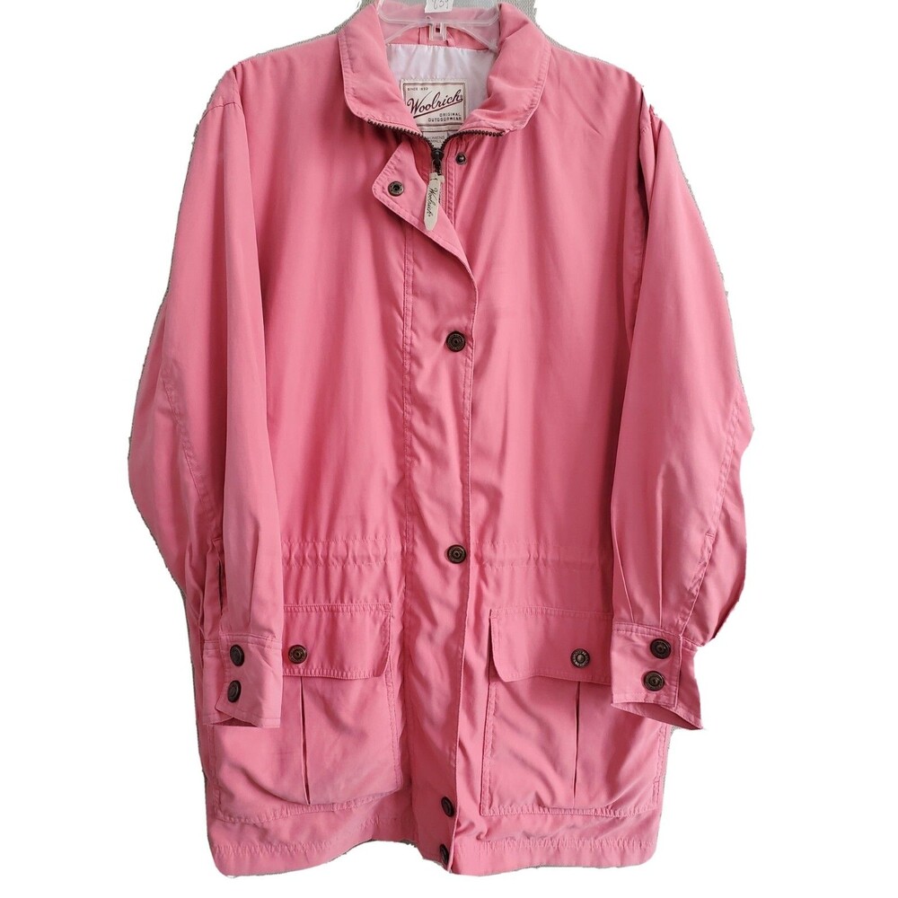 Woolrich Women's Full Zip Drawstring Waist Anorak Jacket Sz Small Snaps Pockets